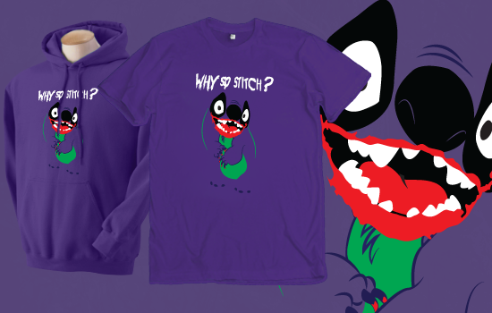 Why So Stitch? by Moysche | Lilo & Stitch and the Joker parody shirt for only $10
